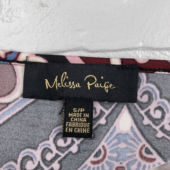 Melissa Paige Top Women Small Blue Pink Floral Paisley Embroidery Boho Medallion - Picture 6 of 11